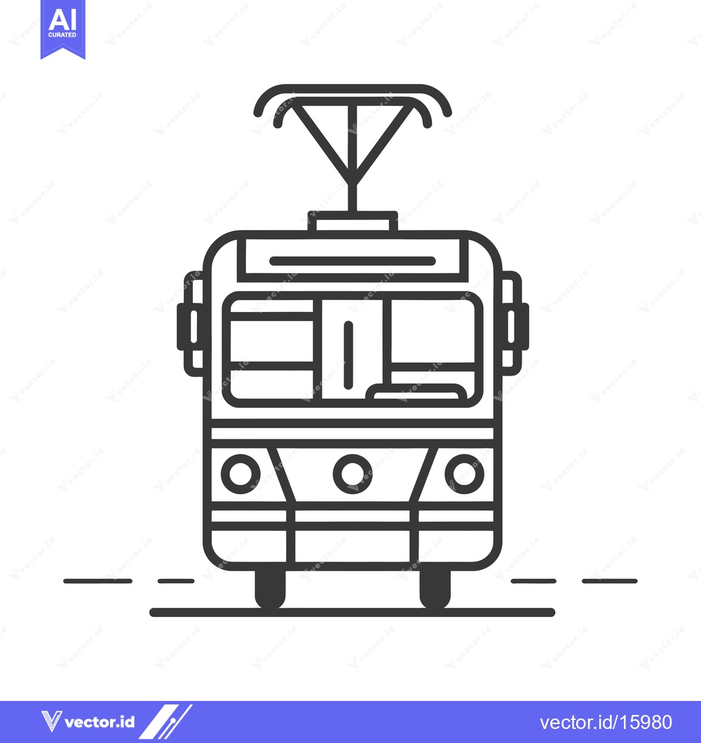 Premium Vector of A Line Art Drawing of a Tram Car