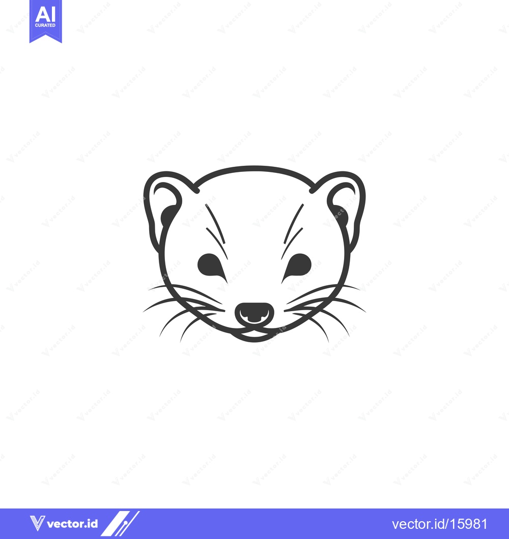 Premium Vector dari A Line Art Drawing of a Weasel's Face