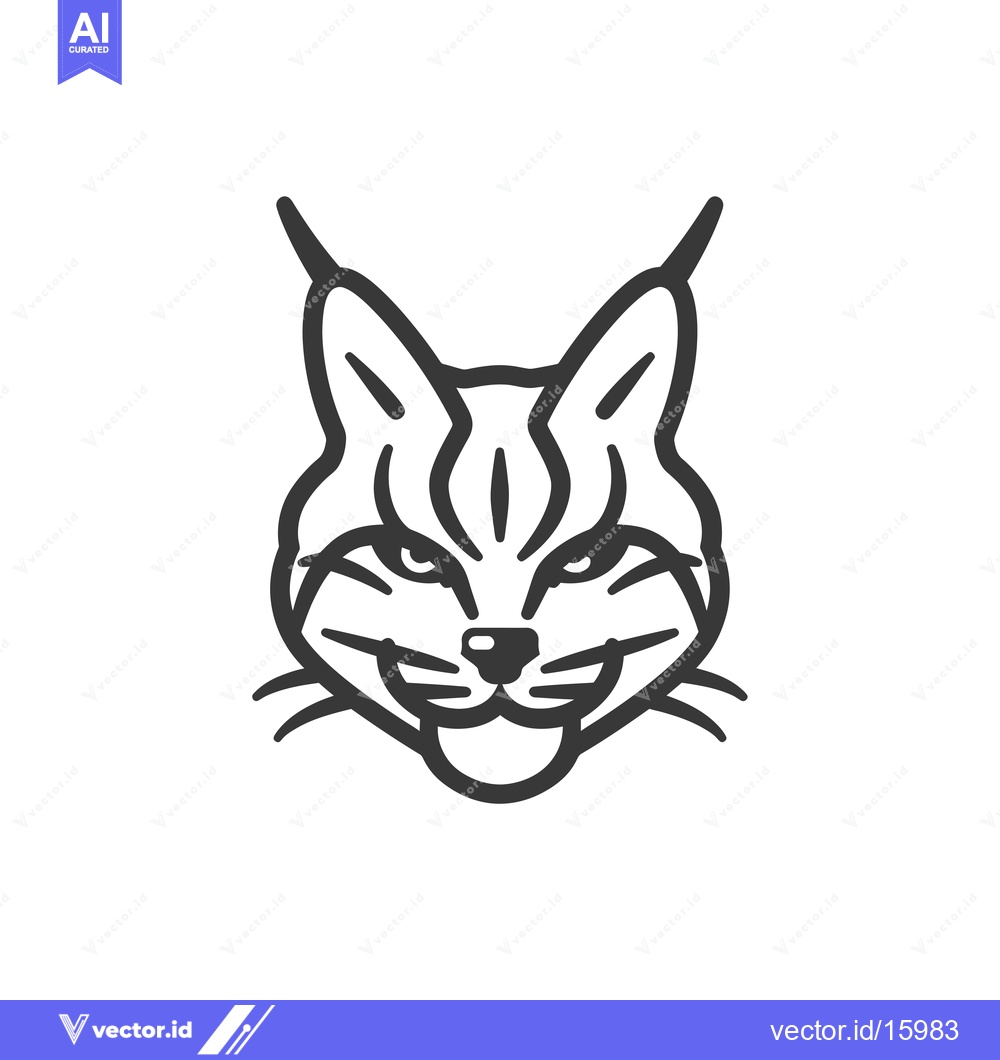 Premium Vector of A Line Art Illustration of a Bobcat's Face