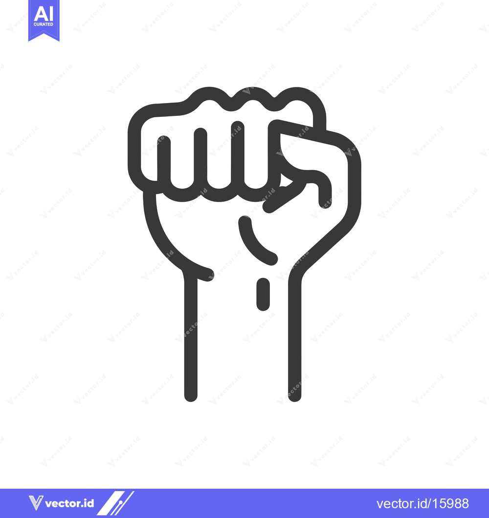 Premium Vector dari A line art illustration of a clenched fist, raised in the air.