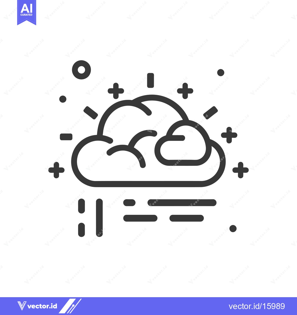 Premium Vector dari A line art illustration of a cloud with sun rays and wind gusts below
