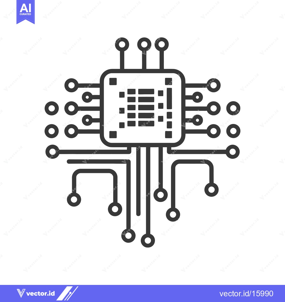 Premium Vector dari A line art illustration of a computer processor with connections