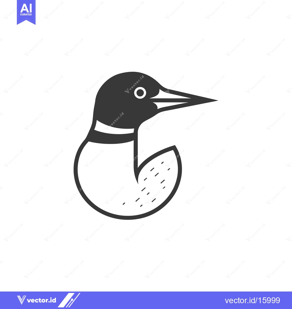 Premium Vector of A Line Art Illustration of a Loon Bird in Profile