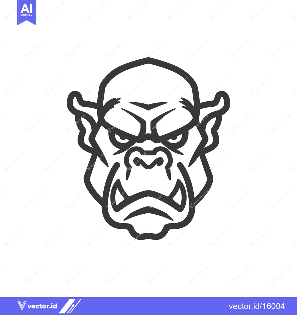 Premium Vector dari A Line Art Illustration of an Angry Orc's Face