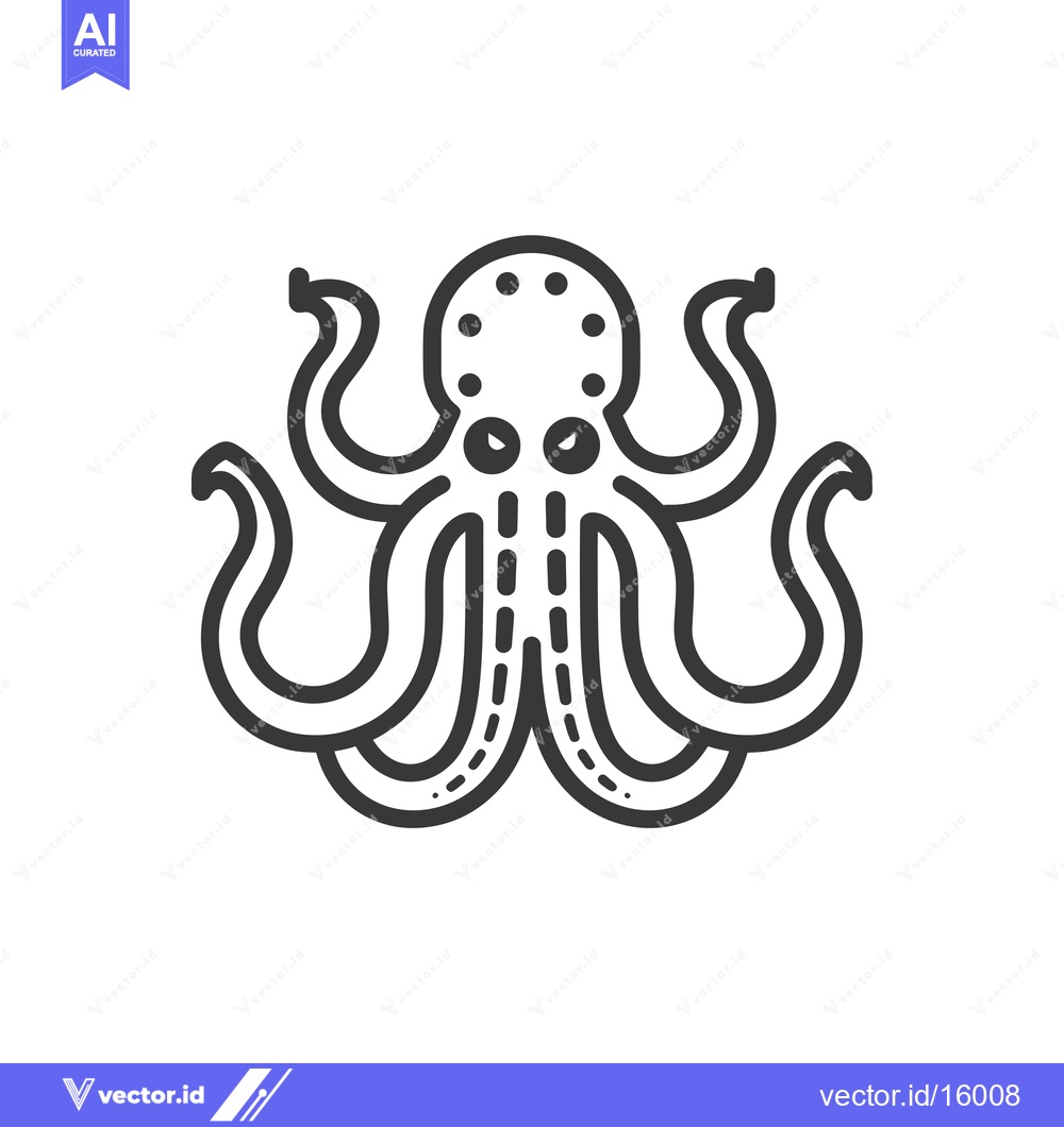 Premium Vector dari A Line Art Illustration of an Octopus with Eight Tentacles