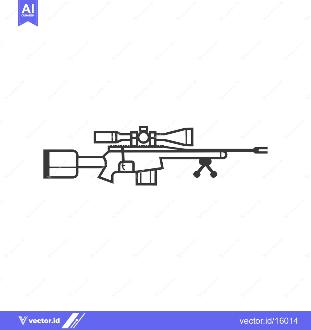 Premium Vector dari A Line Art Illustration of a Sniper Rifle with a Scope
