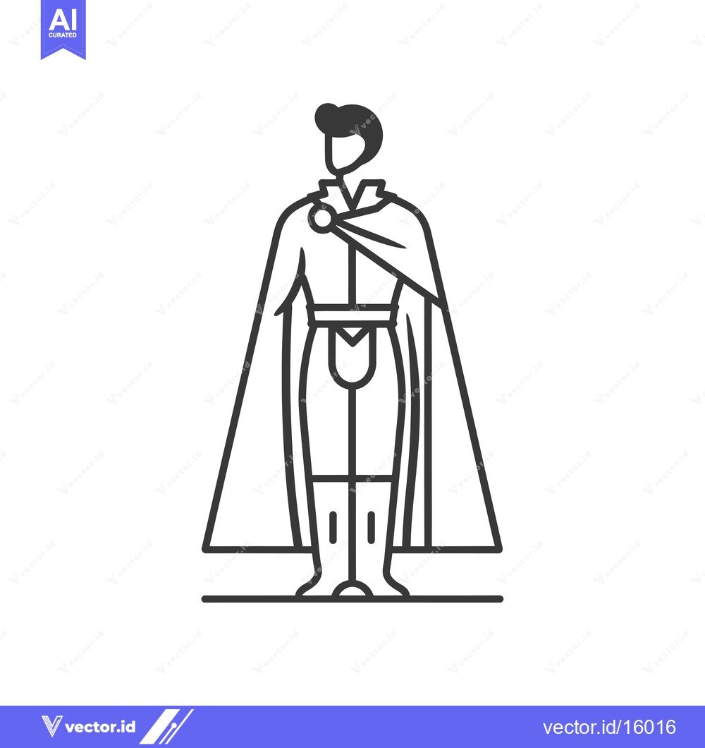 Premium Vector dari A line art illustration of a superhero wearing a cape