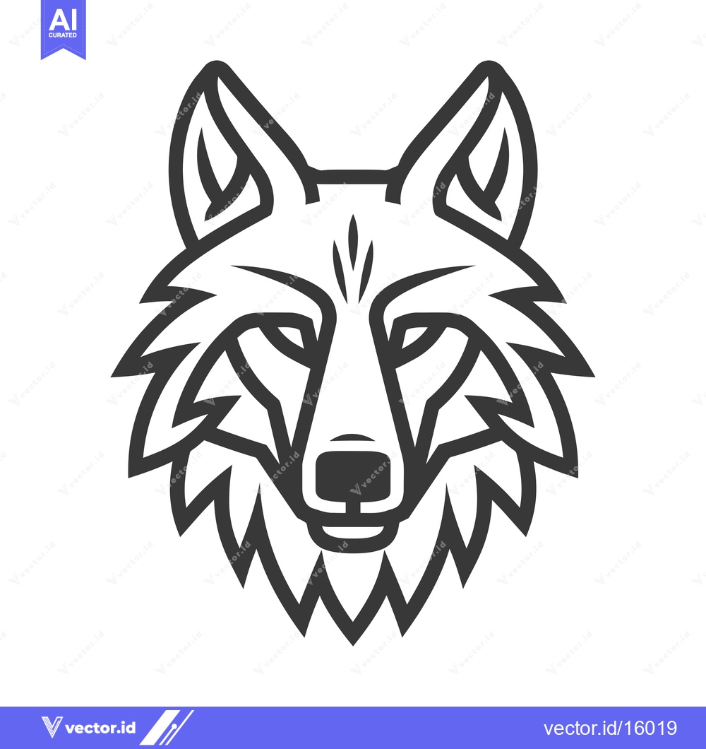 Premium Vector dari A Line Art Illustration of a Wolf's Head