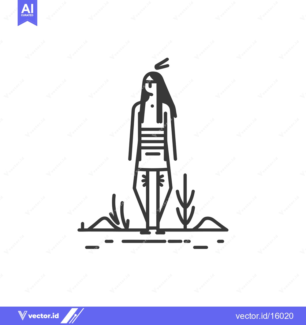 Premium Vector of A Line Art Illustration of a Woman Standing in a Field