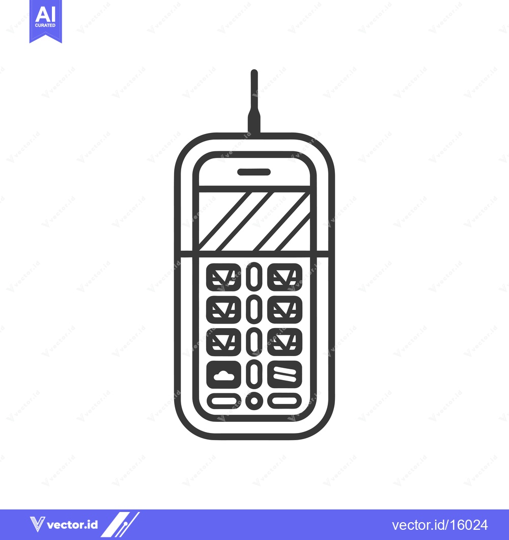Premium Vector dari A line drawing illustration of a retro cell phone