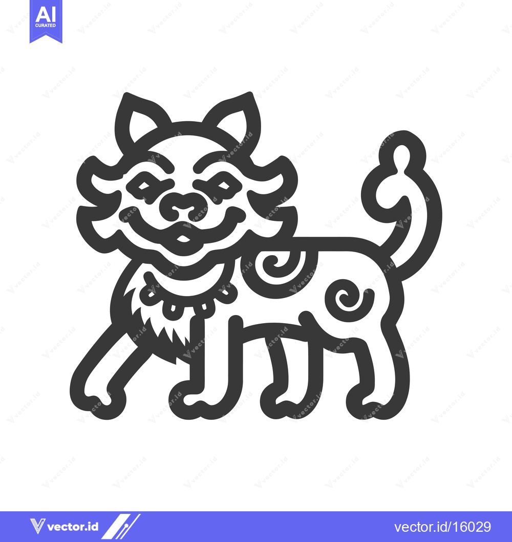 Premium Vector of A Line Drawing Illustration of a Stylized, Smiling Cat with a Swirled