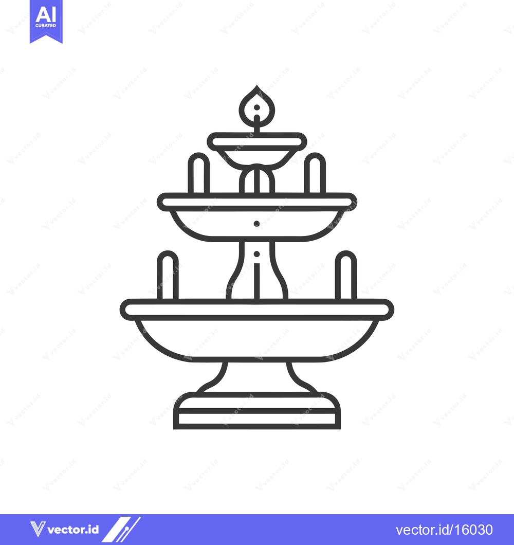 Premium Vector of A Line Drawing Illustration of a Three-Tier Fountain