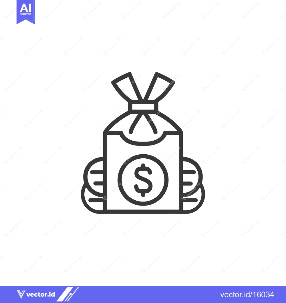Premium Vector dari A Line Drawing of a Bag of Money with a Dollar Sign