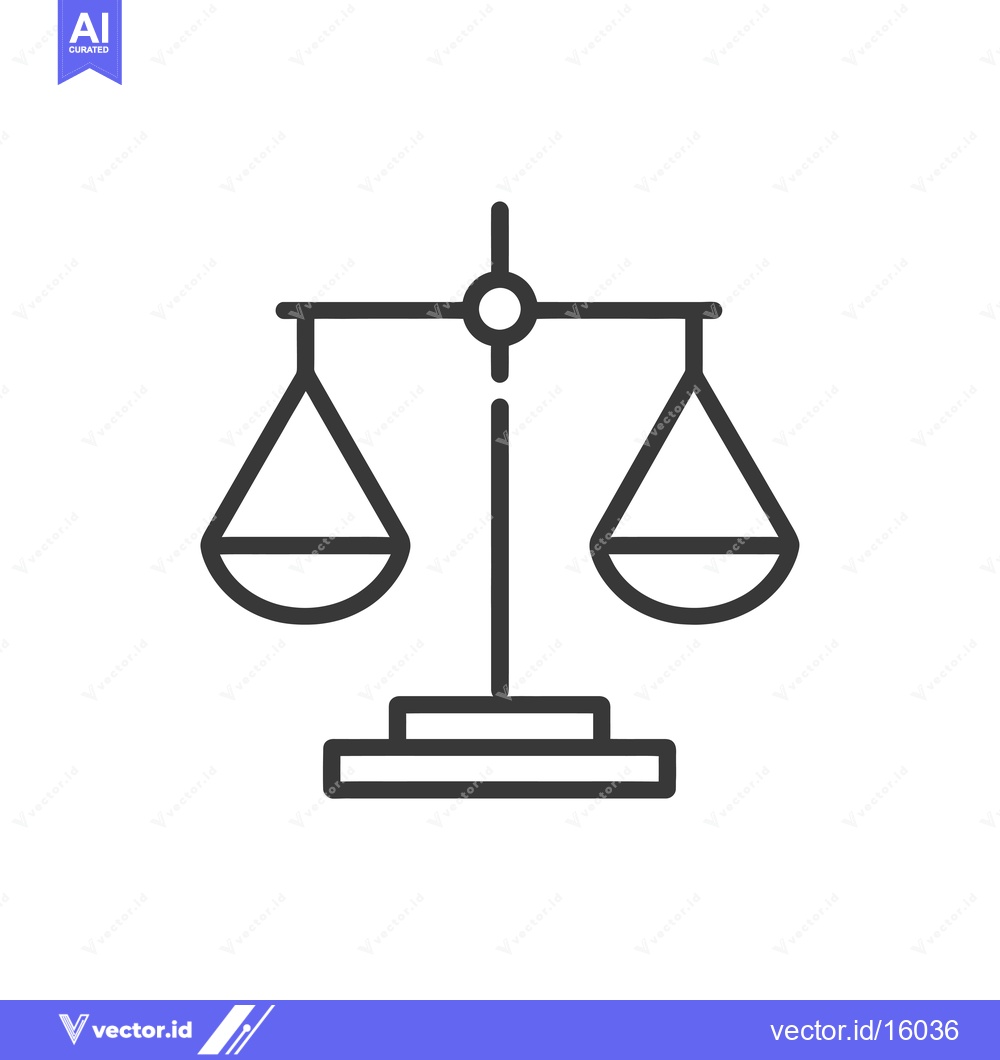 Premium Vector dari A Line Drawing of a Balanced Scale with Two Plates