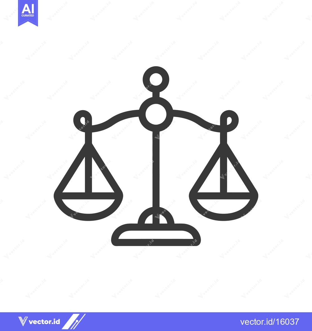 Premium Vector of A Line Drawing of a Balanced Scale with Two Plates