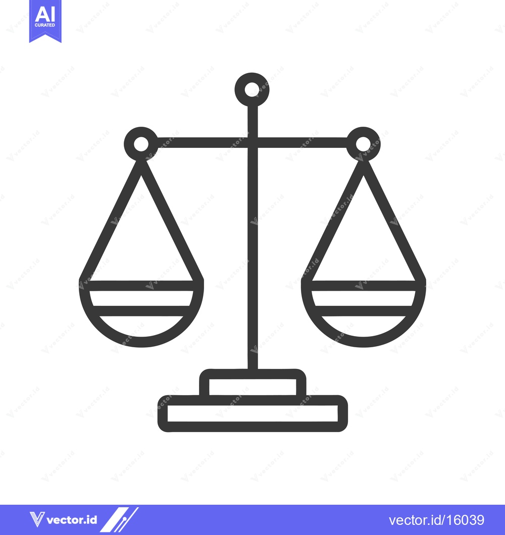 Premium Vector dari A Line Drawing of a Balance Scale with Two Pans