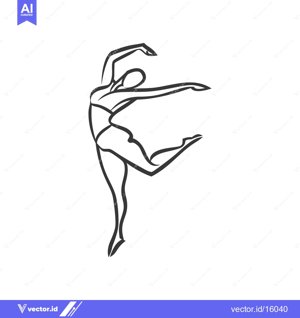 Premium Vector dari A Line Drawing of a Ballerina in Mid-Leap