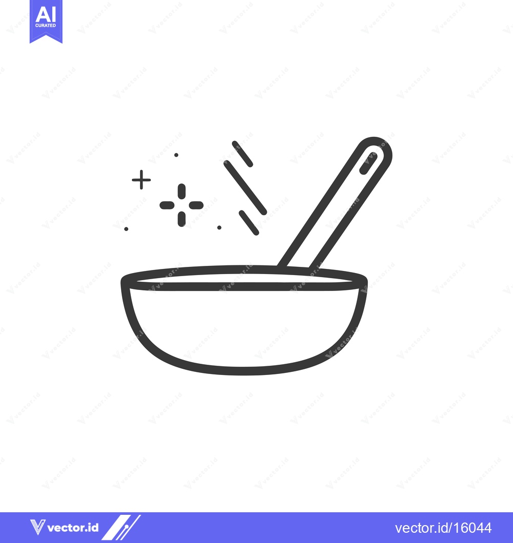 Premium Vector dari A Line Drawing of a Bowl With a Spoon