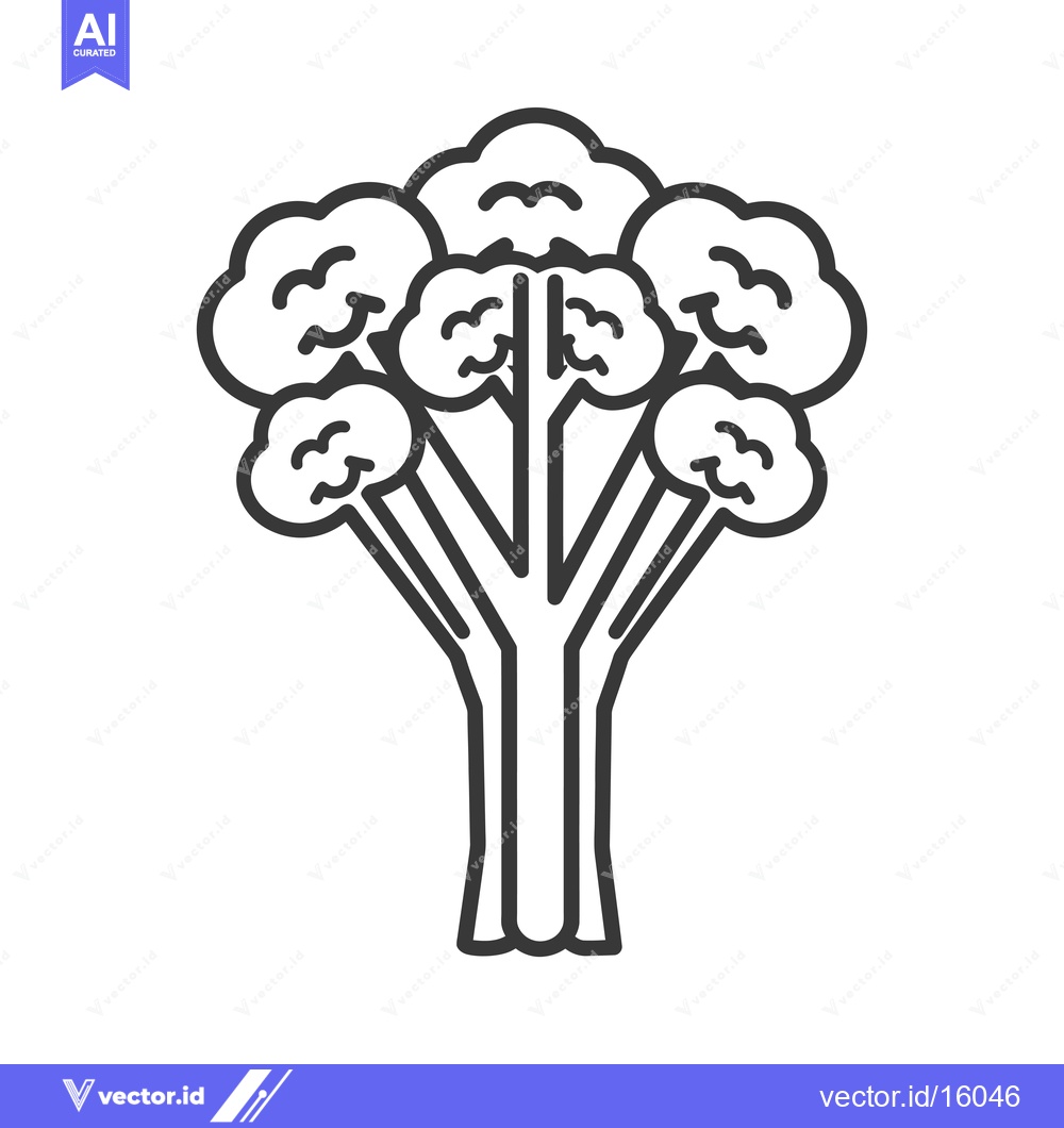 Premium Vector dari A line drawing of a broccoli floret with a stem