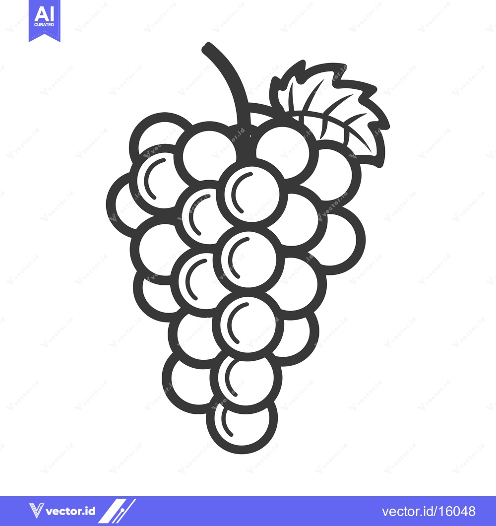 Premium Vector dari A Line Drawing of a Bunch of Grapes with a Leaf
