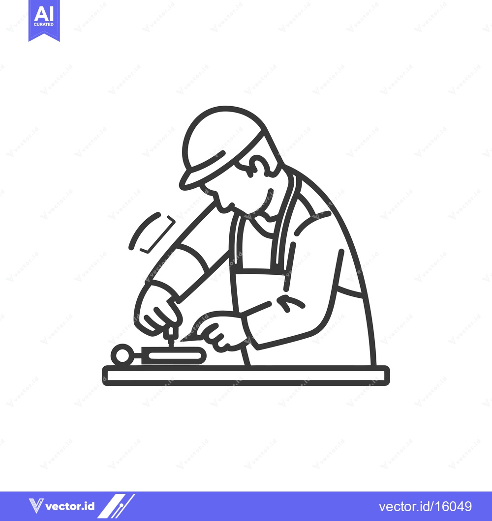 Premium Vector dari A Line Drawing of a Butcher Cutting Meat