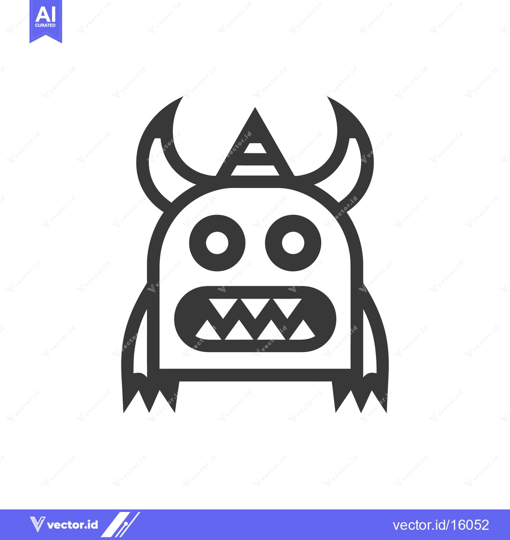 Premium Vector dari A Line Drawing of a Cartoon Monster with Horns and a Party Hat