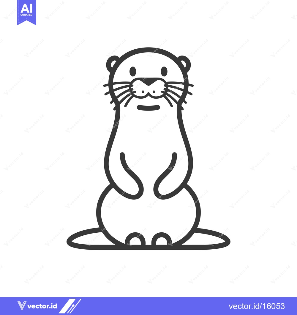 Premium Vector dari A line drawing of a cartoon otter sitting upright