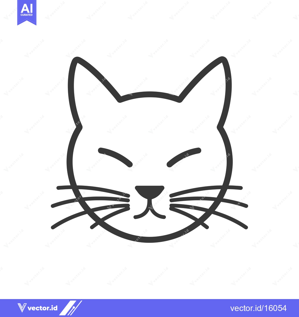 Premium Vector dari A Line Drawing of a Cat's Face with Closed Eyes