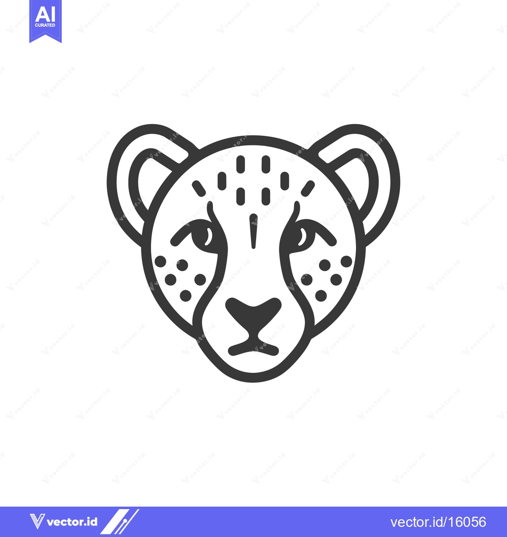 Premium Vector dari A Line Drawing of a Cheetah's Head with Spots