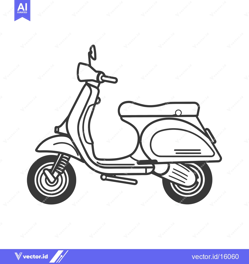 Premium Vector of A line drawing of a classic Italian scooter