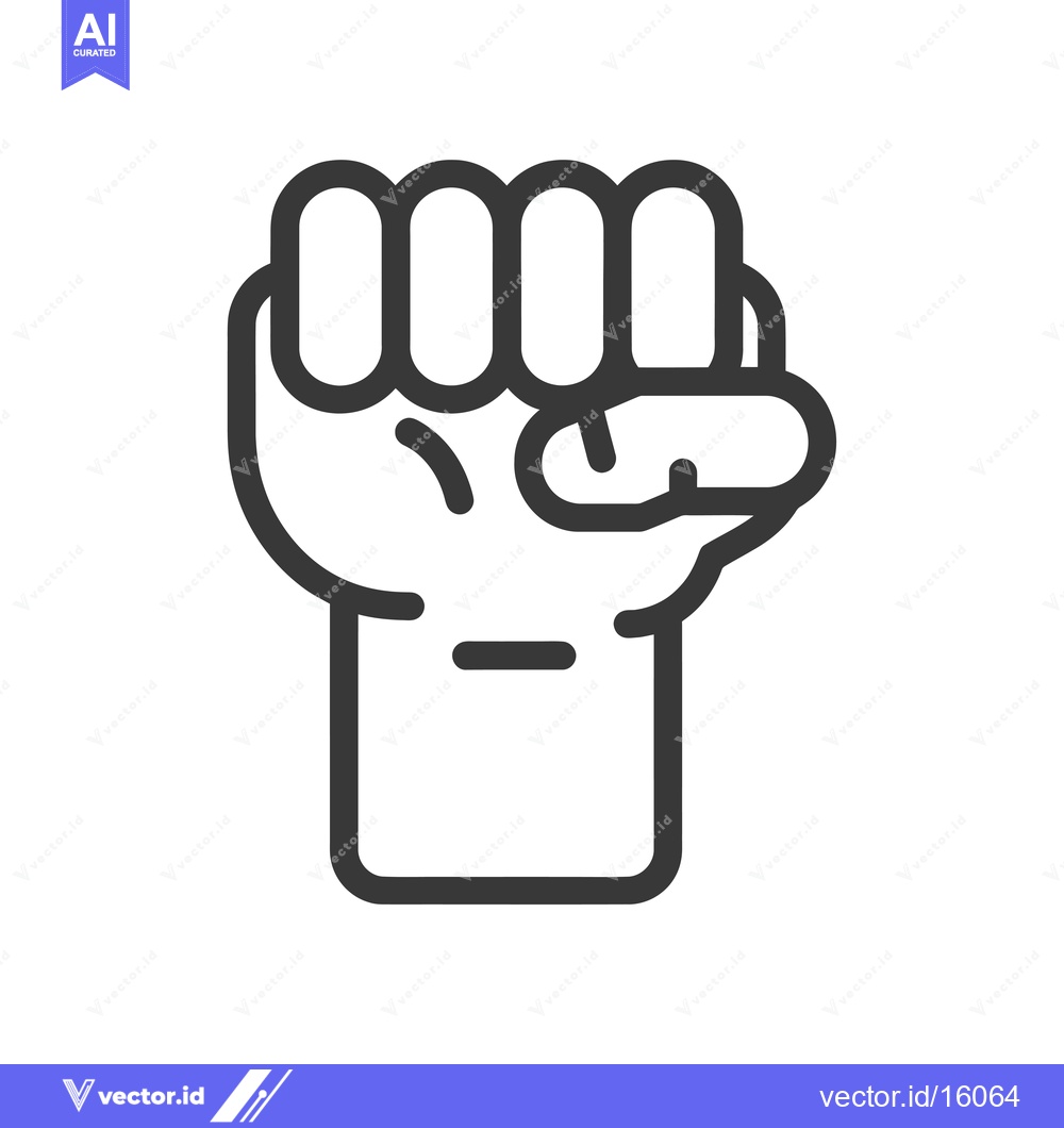 Premium Vector dari A Line Drawing of a Closed Fist Raised in the Air