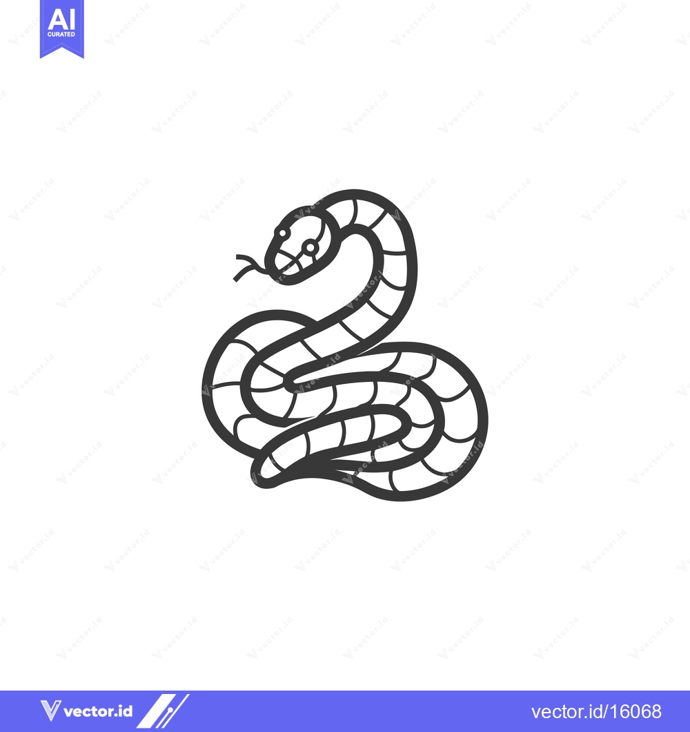 Premium Vector dari A Line Drawing of a Coiled Snake with a Detailed Head