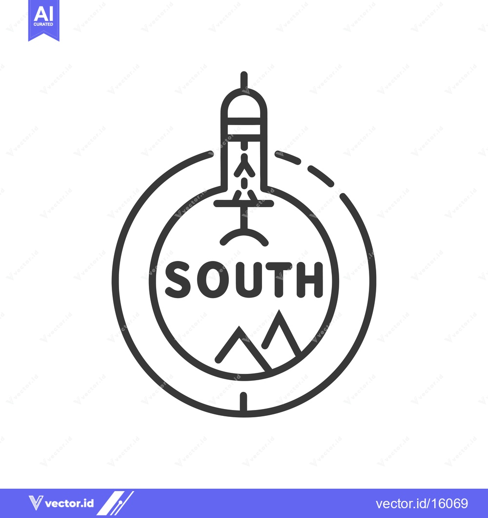 Premium Vector dari A Line Drawing of a Compass with a South Arrow Pointing Towards Mounta