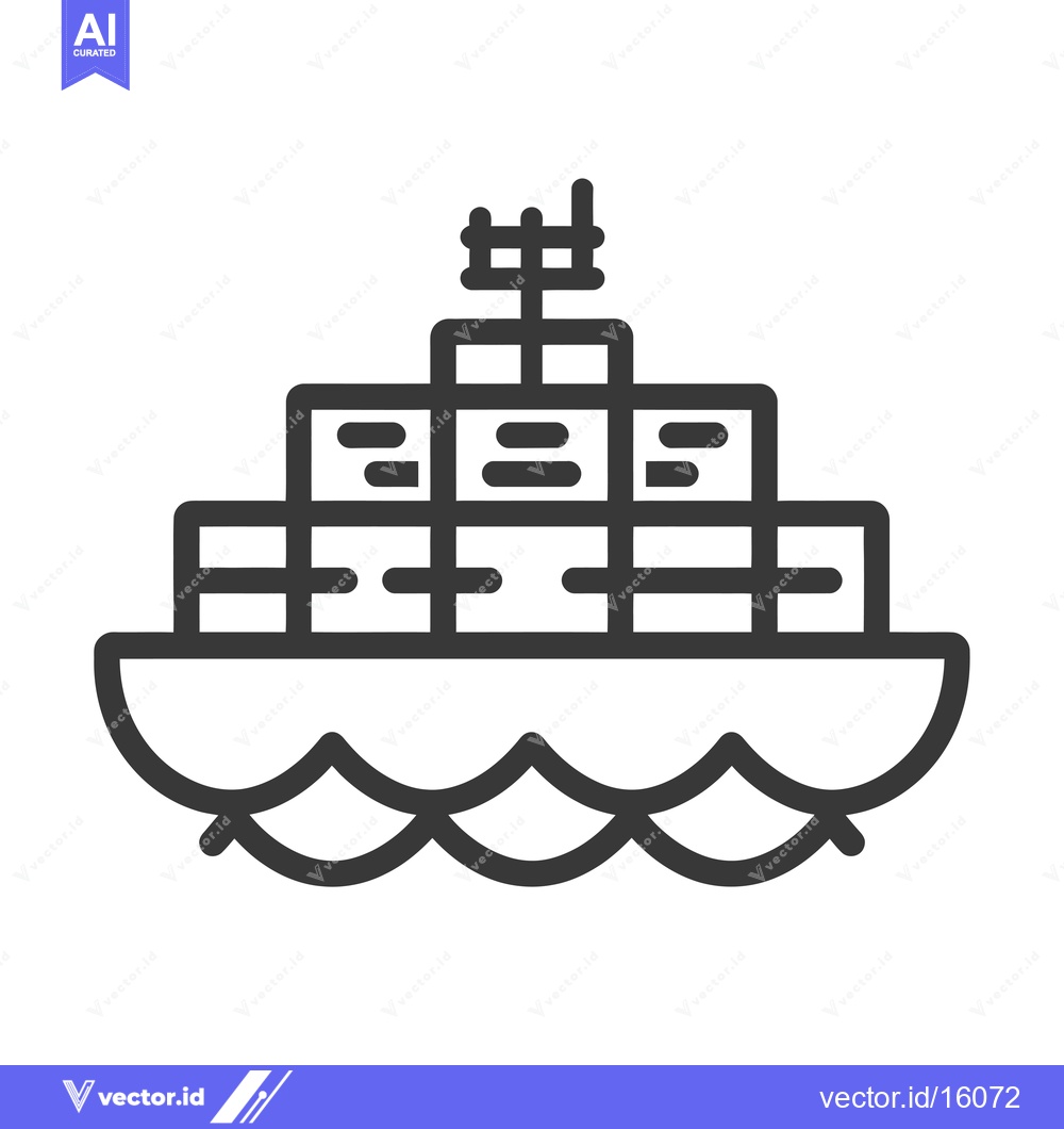 Premium Vector dari A line drawing of a container ship on the water