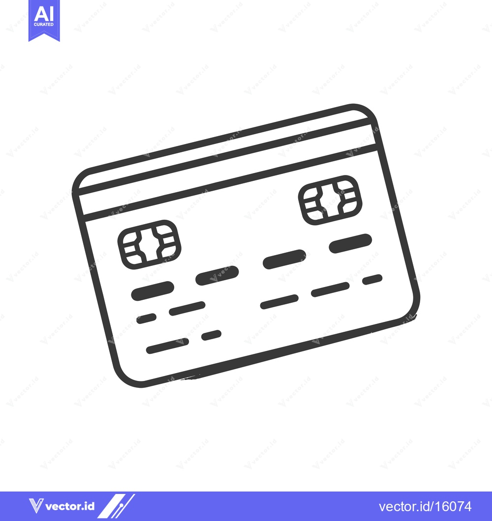 Premium Vector of A Line Drawing of a Credit Card with a Microchip
