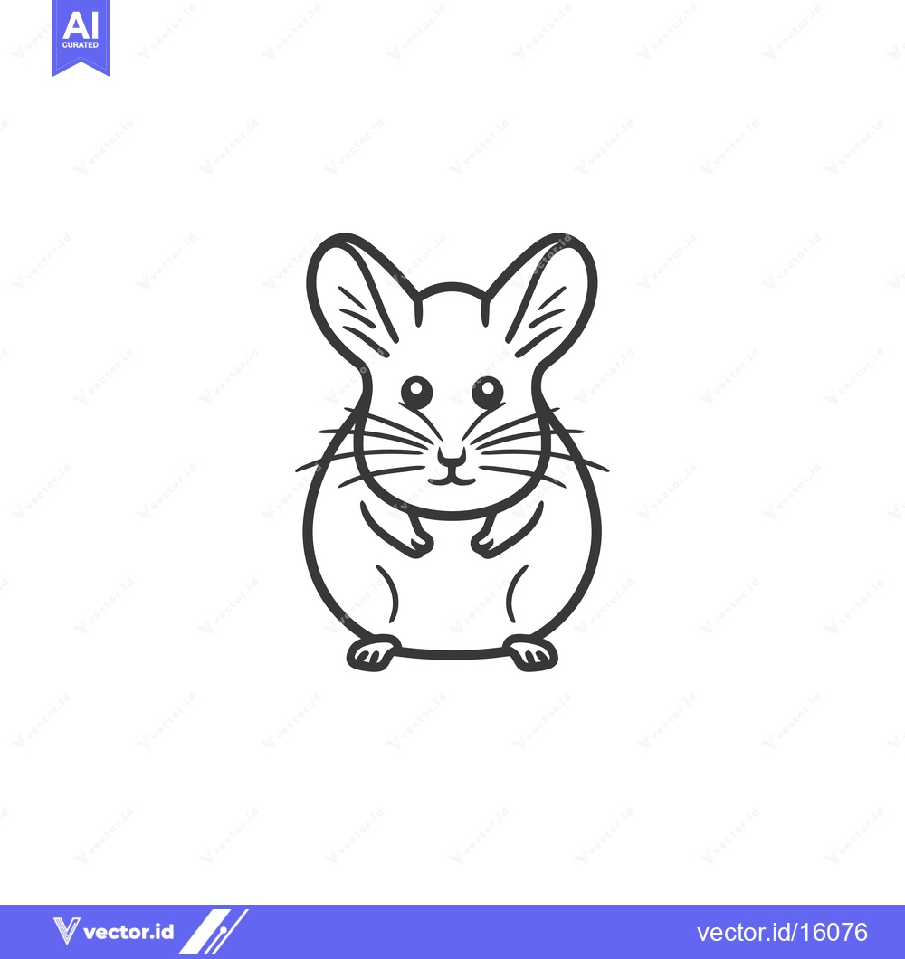 Premium Vector dari A Line Drawing of a Cute Hamster