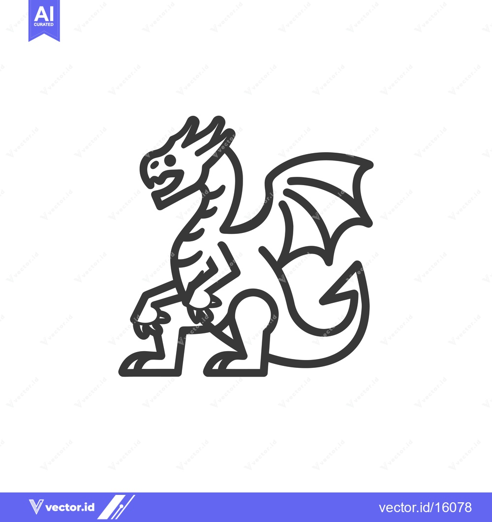 Premium Vector of A Line Drawing of a Dragon with Spiked Wings