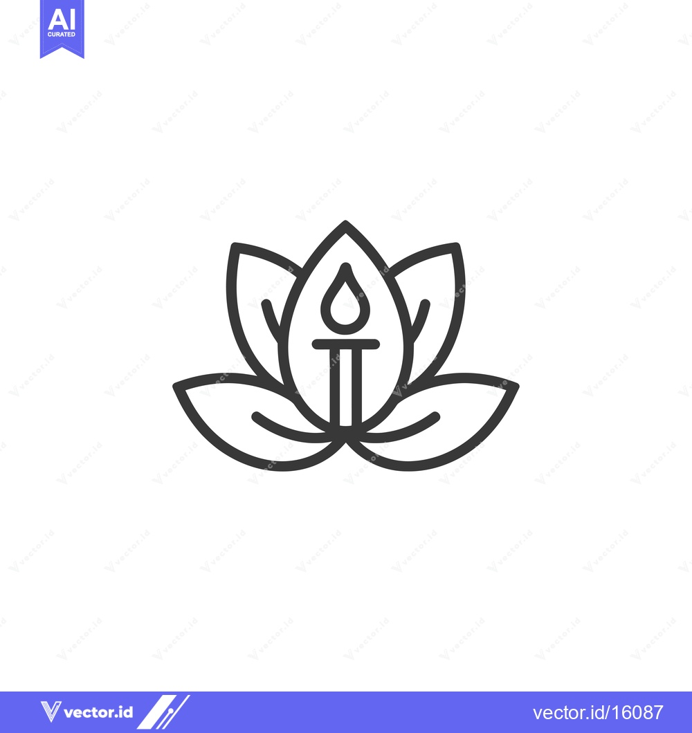 Premium Vector of A Line Drawing of a Flame Surrounded by a Lotus Flower