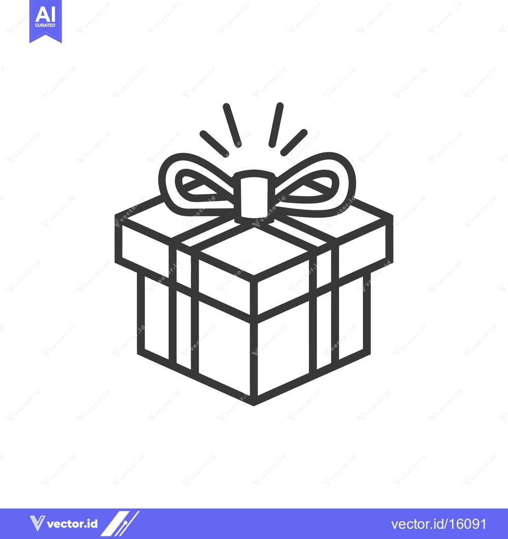 Premium Vector of A Line Drawing of a Gift Box with a Bow