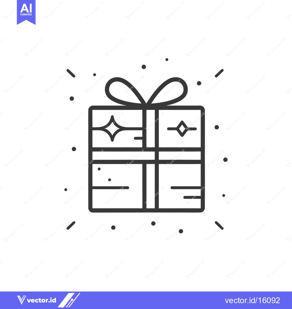 Premium Vector of A Line Drawing of a Gift Box with a Bow