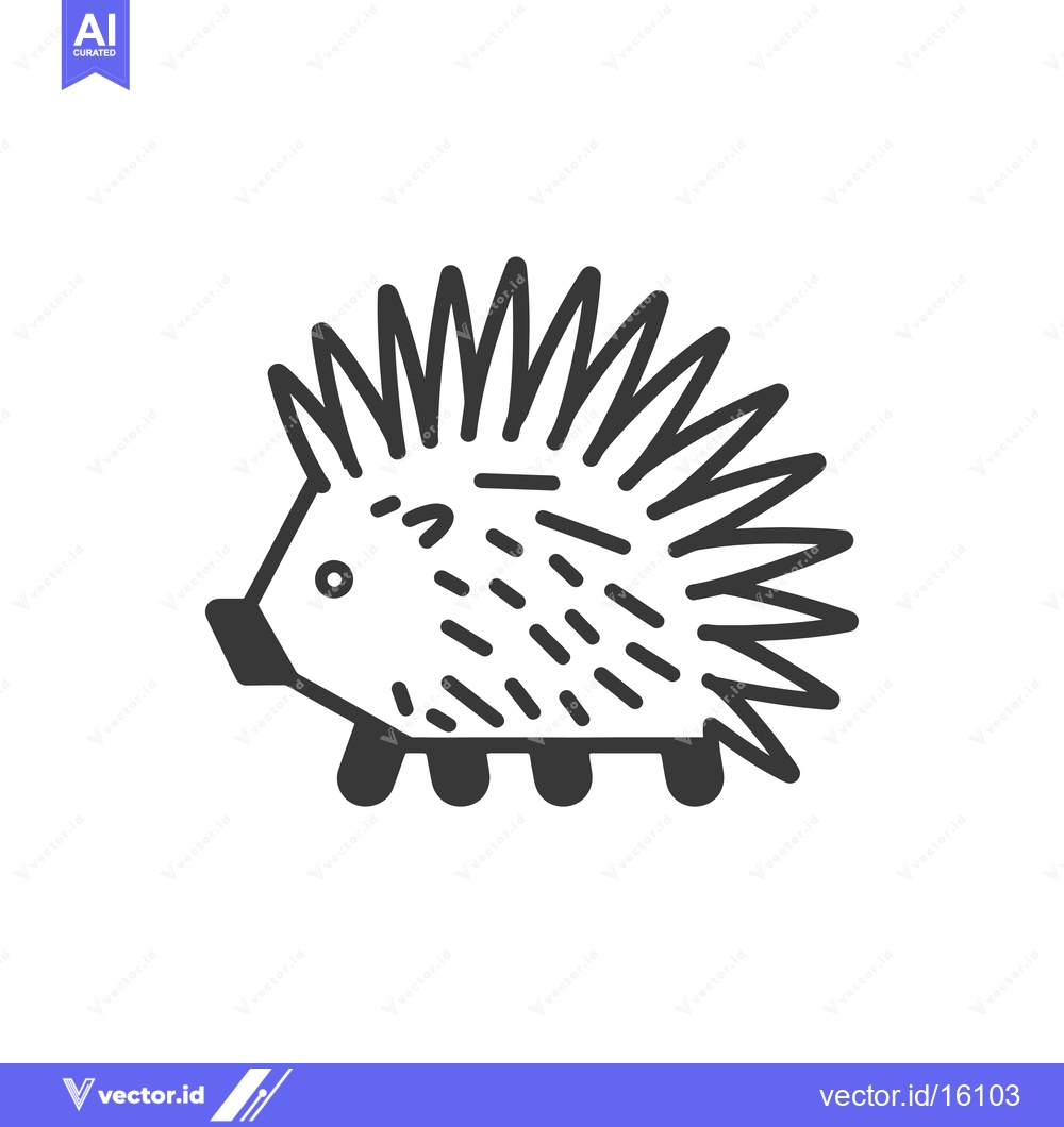 Premium Vector dari A Line Drawing of a Hedgehog with Spikes