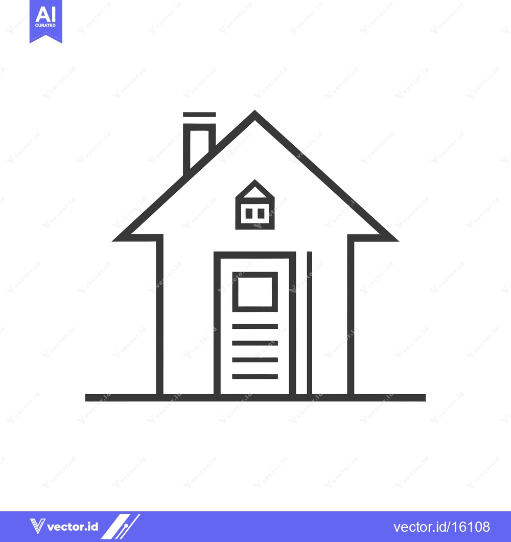 Premium Vector dari A Line Drawing of a House with a Chimney and a Door
