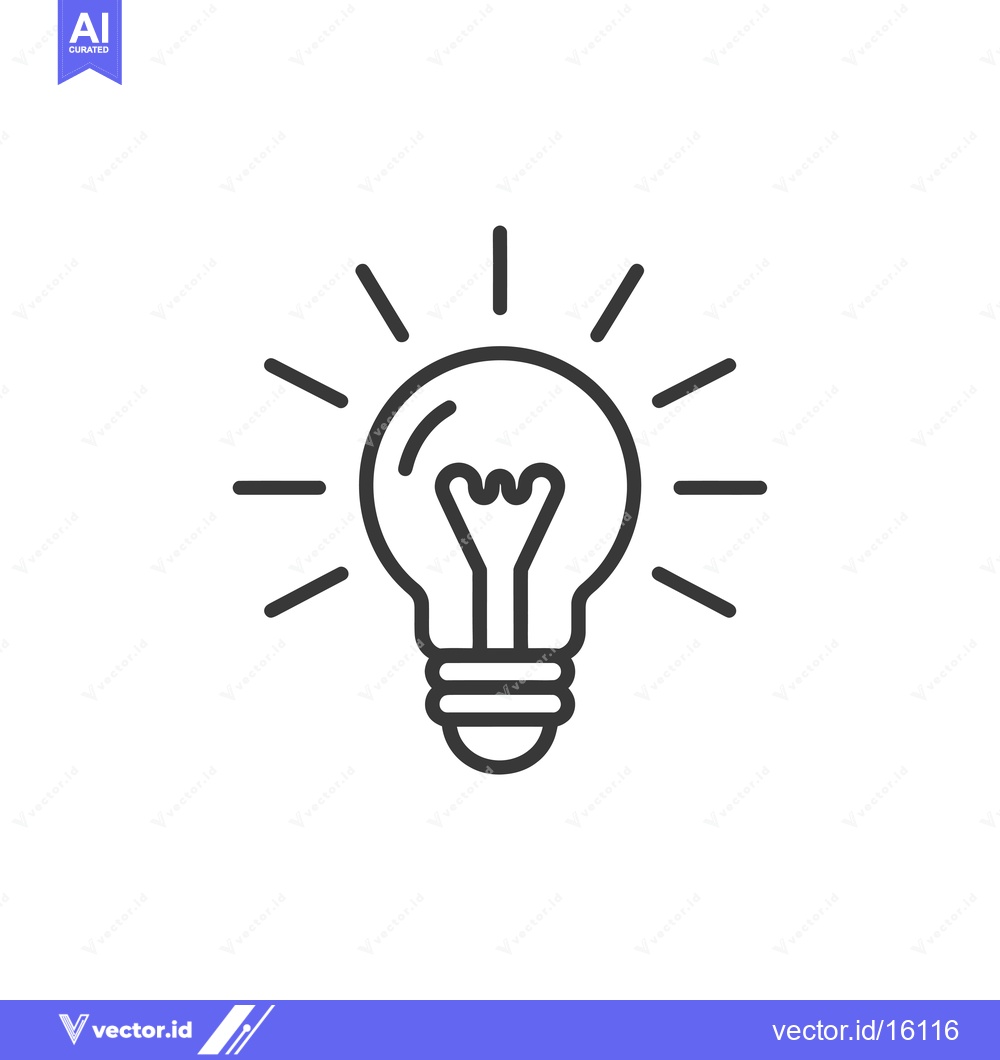 Premium Vector of A Line Drawing of a Lightbulb with Radiating Rays