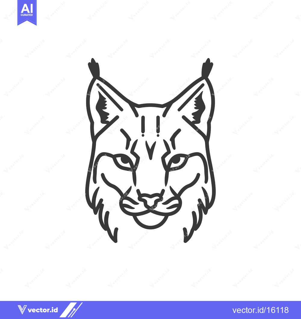 Premium Vector dari A Line Drawing of a Lynx's Face