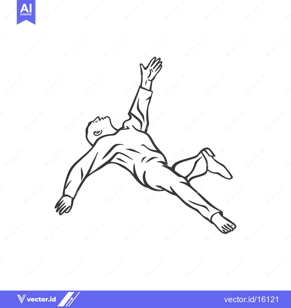 Premium Vector dari A Line Drawing of a Man Falling Through the Air