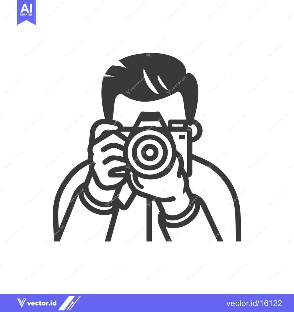 Premium Vector of A Line Drawing of a Man Holding a Camera
