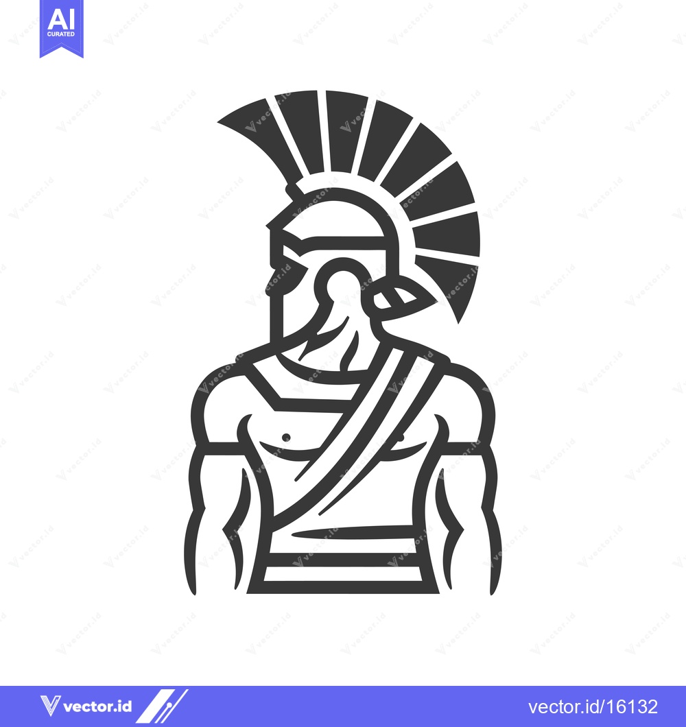 Premium Vector of A Line Drawing of a Muscular Spartan Warrior