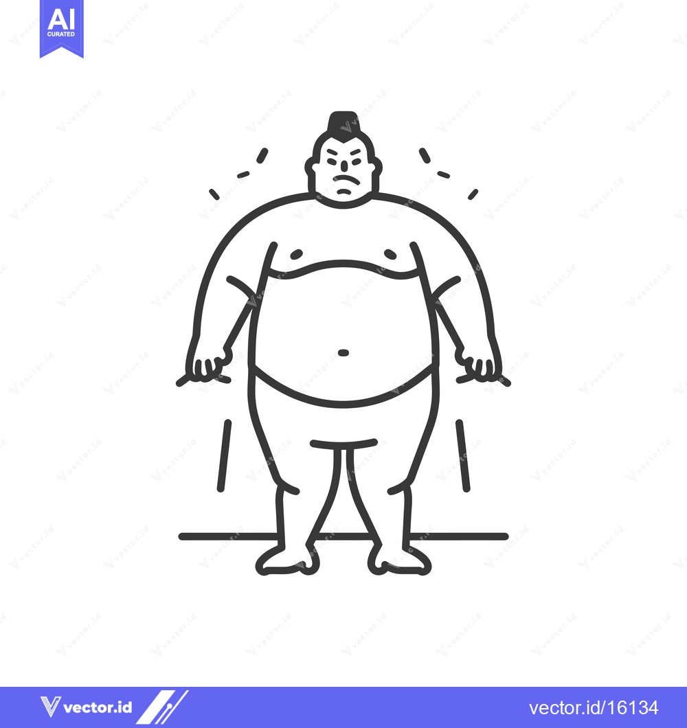 Premium Vector of A Line Drawing of an Angry Sumo Wrestler