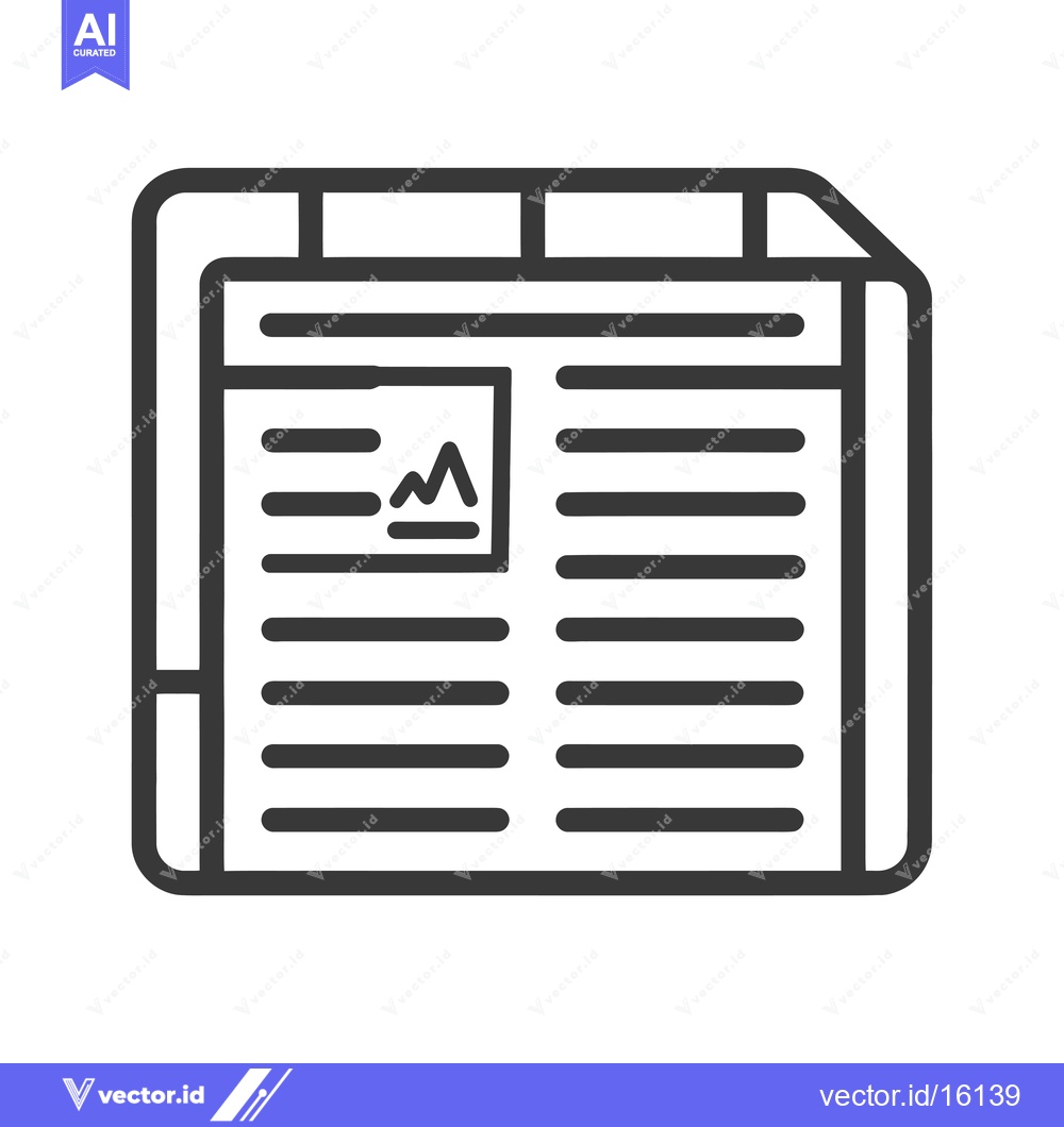 Premium Vector dari A line drawing of a newspaper with a small graphic in the corner