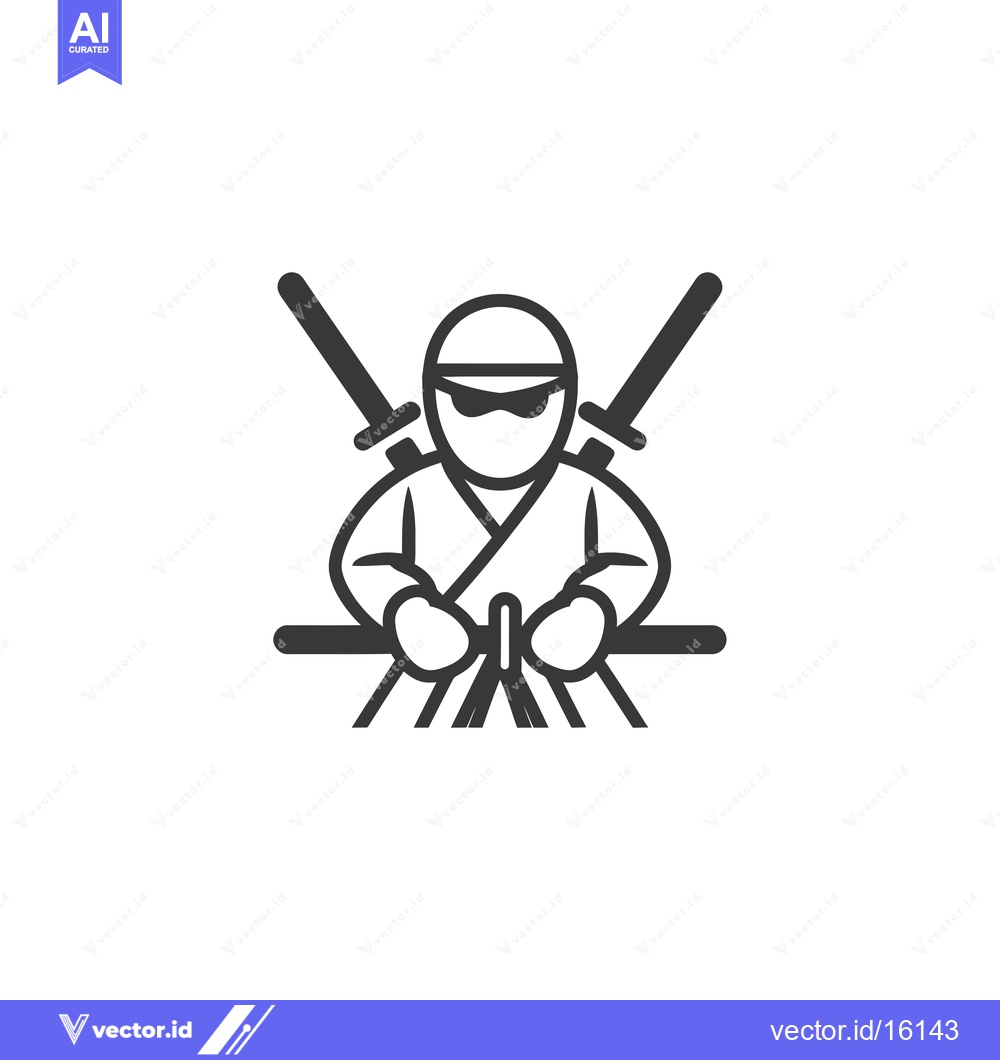 Premium Vector of A Line Drawing of a Ninja with Two Swords